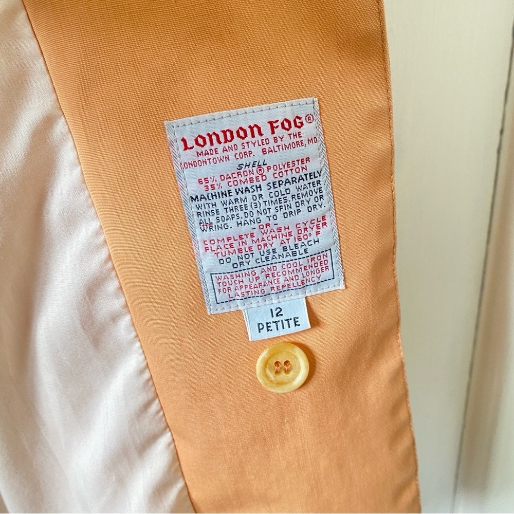 LONDON FOG Vintage Coral Trench Coat Women's Size 12 Petite Missing Belt - Picture 7 of 12